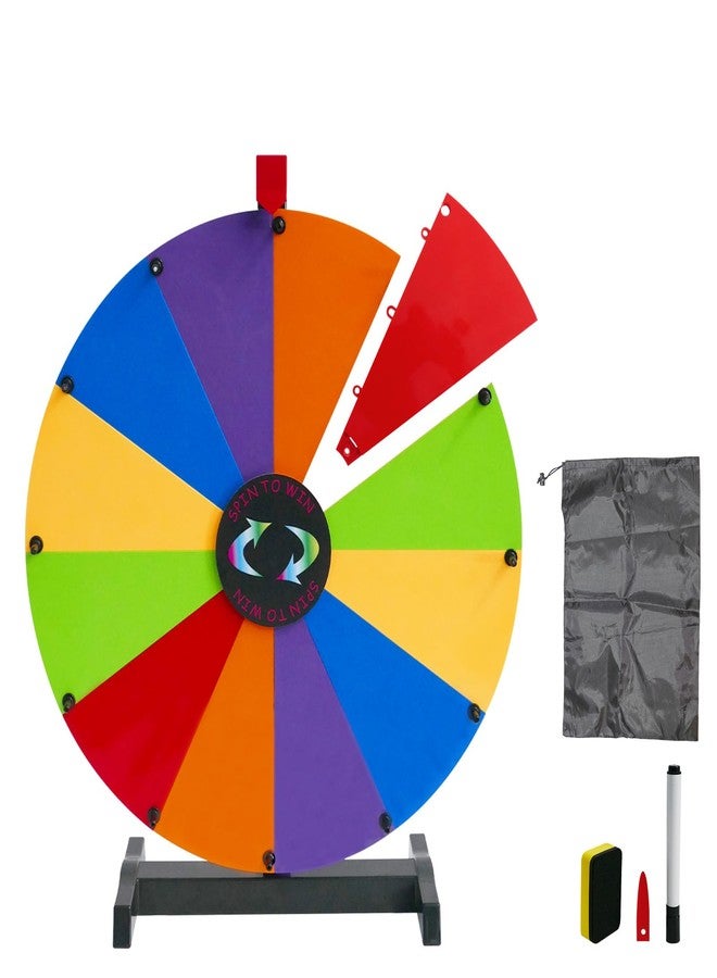 Hooomyai 24 Inch Tabletop Prize Spinning Wheel with Stable Base Stand, Dry Erase Spinner 12 Slots Modular Spin Wheel for Prizes with Dry Markers and Eraser for Carnival Game Trade Show - Image 1